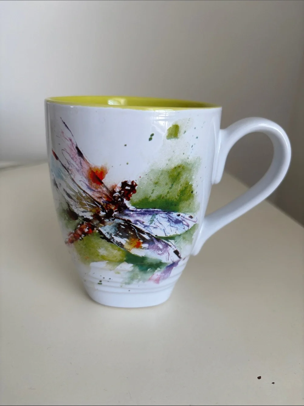 DEAN CROUSER stoneware magical Dragonfly coffee mug 12oz watercolor artwork